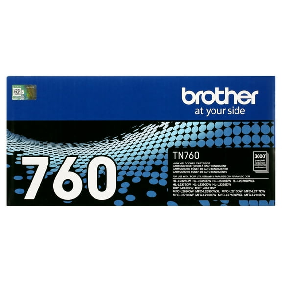 Brother Genuine High Yield Toner Cartridge, TN760, Page Yield Up to 3,000 Pages