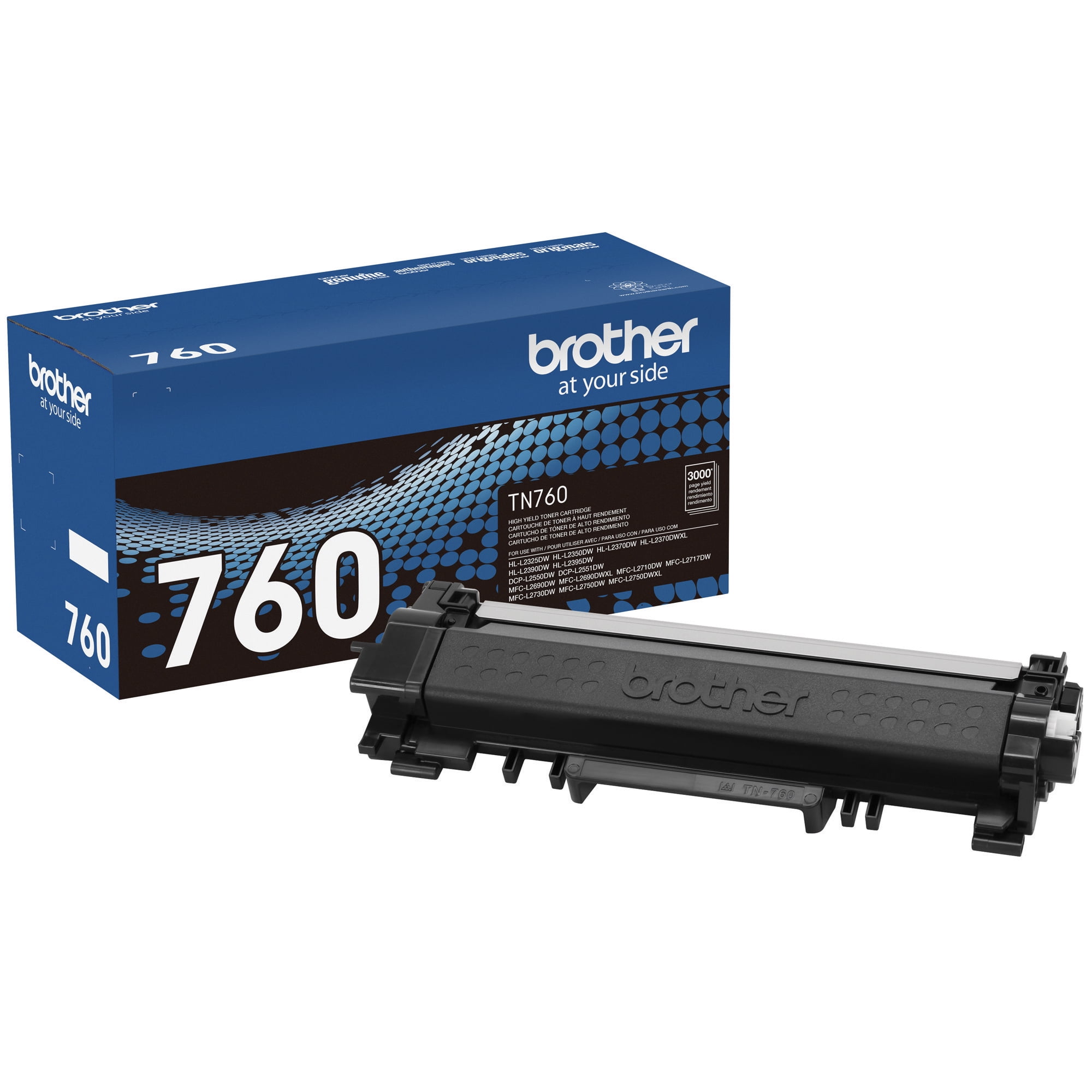 Brother Genuine TN760 High‐Yield Black Printer Toner Cartridge 