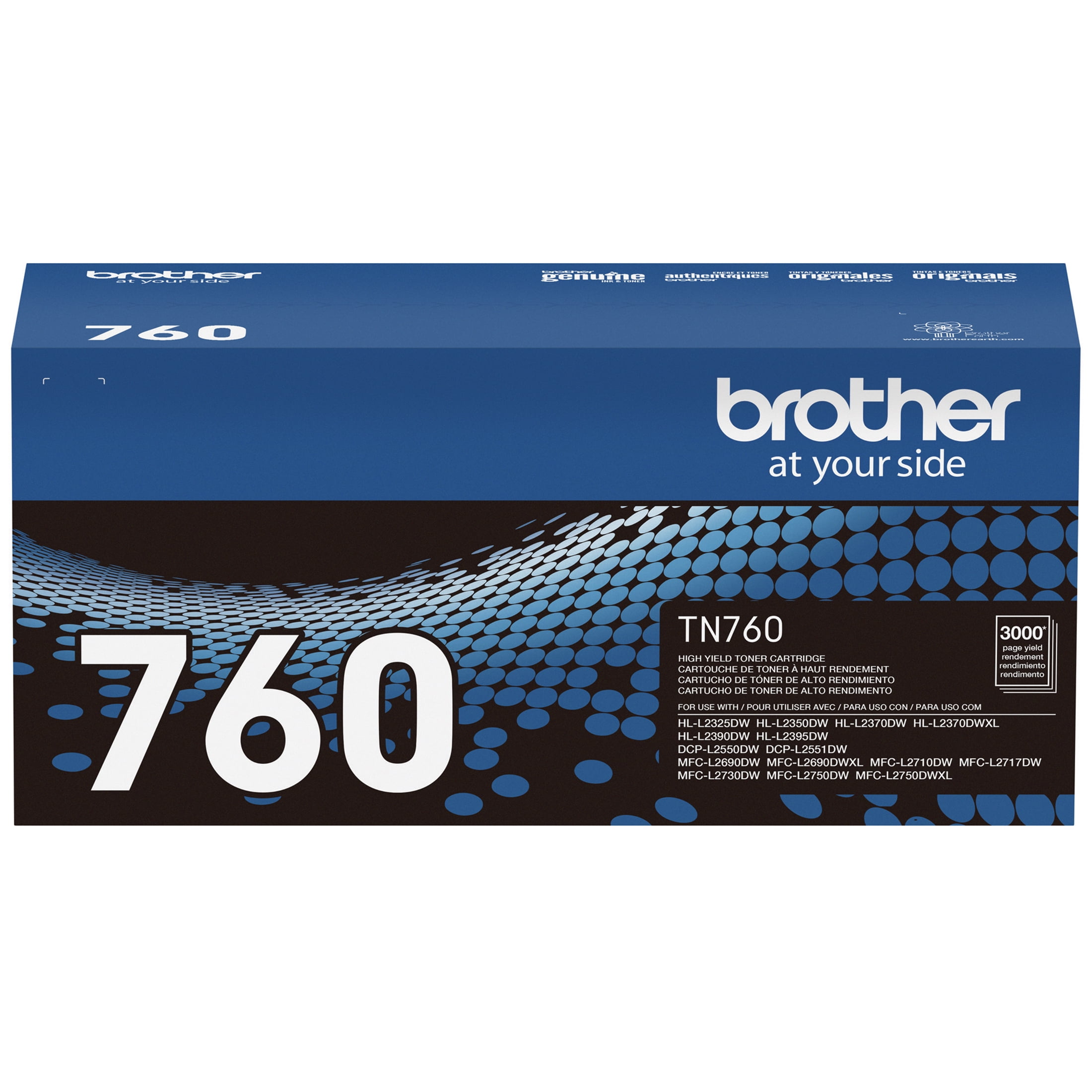Brother Genuine TN760 Highyield Black Printer Toner Cartridge
