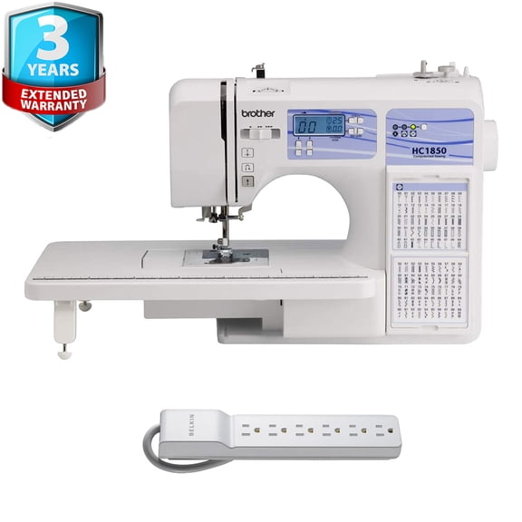Brother HC1850 185-Stitch Computerized Sewing Machine w/ 6-Outlet Surge Protector + 3Yr Wty