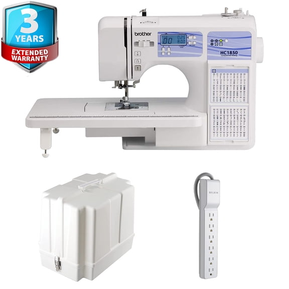Brother HC1850 185-Stitch Computerized Sewing Machine w/ 6-Outlet Surge Protector + Hardcase + 3Yr Wty