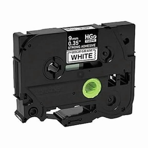 Brother HGES2215PK Black on White HGe 9 mm (0.35") Tape with Extra Strength Adhesive, 8 m (26.2') -- 5/Pack