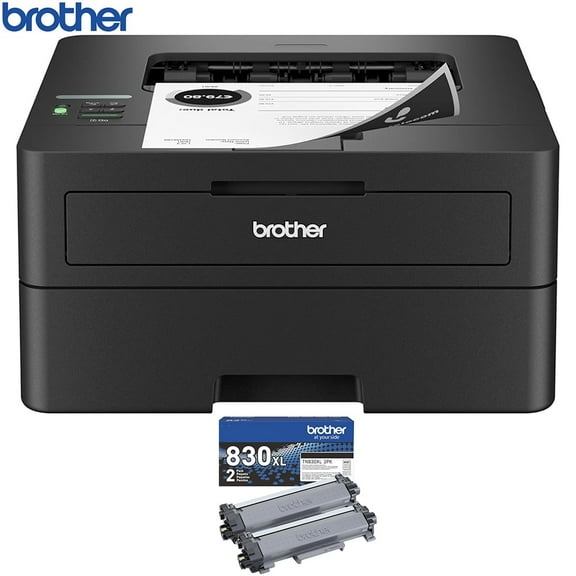 Brother HLL2460DW SOHO Laser Printer Bundle with Brother High-Yield Toner, Black Twin Pack (3,000 pages/cartridge)