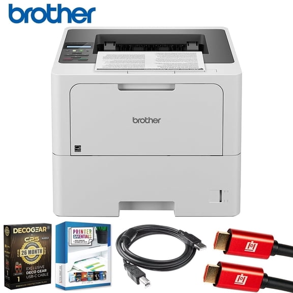 Brother HLL6210DW Business Monochrome Laser Printer Bundle with Deco Gear CPS 26 Month Protection Pack, Tech Smart USA Printer Essentials, Deco Essential 6FT Printer Cable and HDMI Cable