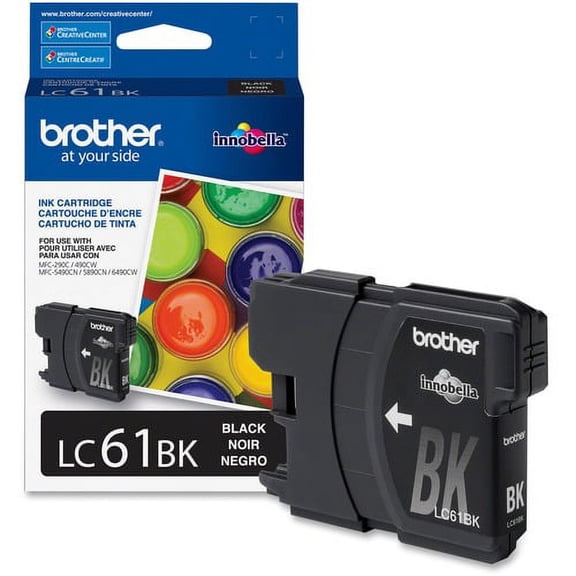 Brother Innobella LC61BK Ink Cartridge - Inkjet - 450 Pages - Black - 1 Each | Bundle of 2 Each