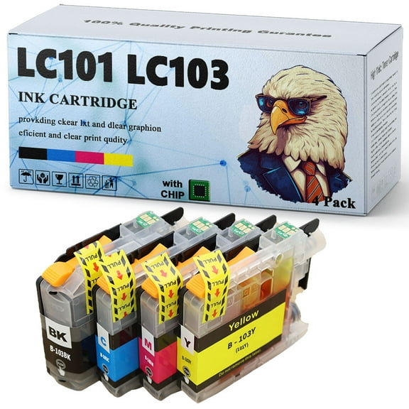 For Brother LC101 LC103 Ink Cartridges Compatible for Brother MFC-J4310DW MFC-J4410DW MFC-J4510DW MFC-J4610DW MFC-J4710DW MFC-J6520DW MFC-J6720DW MFC-J6920DW MFC-J285DW MFC-J470DW Printer,4 Colors