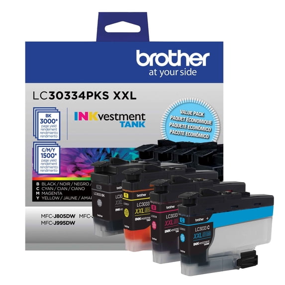 Brother Genuine LC30334PKS 4-Pack High-yield Color Ink Cartridges ...