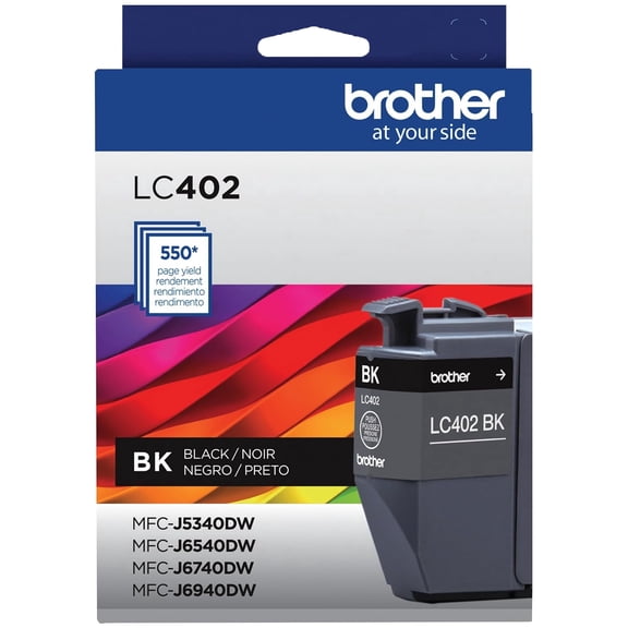 Brother LC402 Black LC402Bk Genuine Standard Yield Printer Ink Cartridge for MFC-J5340DW, MFC-J5340DW (Sold Without Manufacturer Warranty) Packaging May Vary