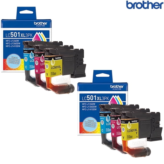Brother LC501XL3PKS Genuine 3-Pack High Yield Color Ink Cartridges Cyan/Magenta/Yellow 2 Pack