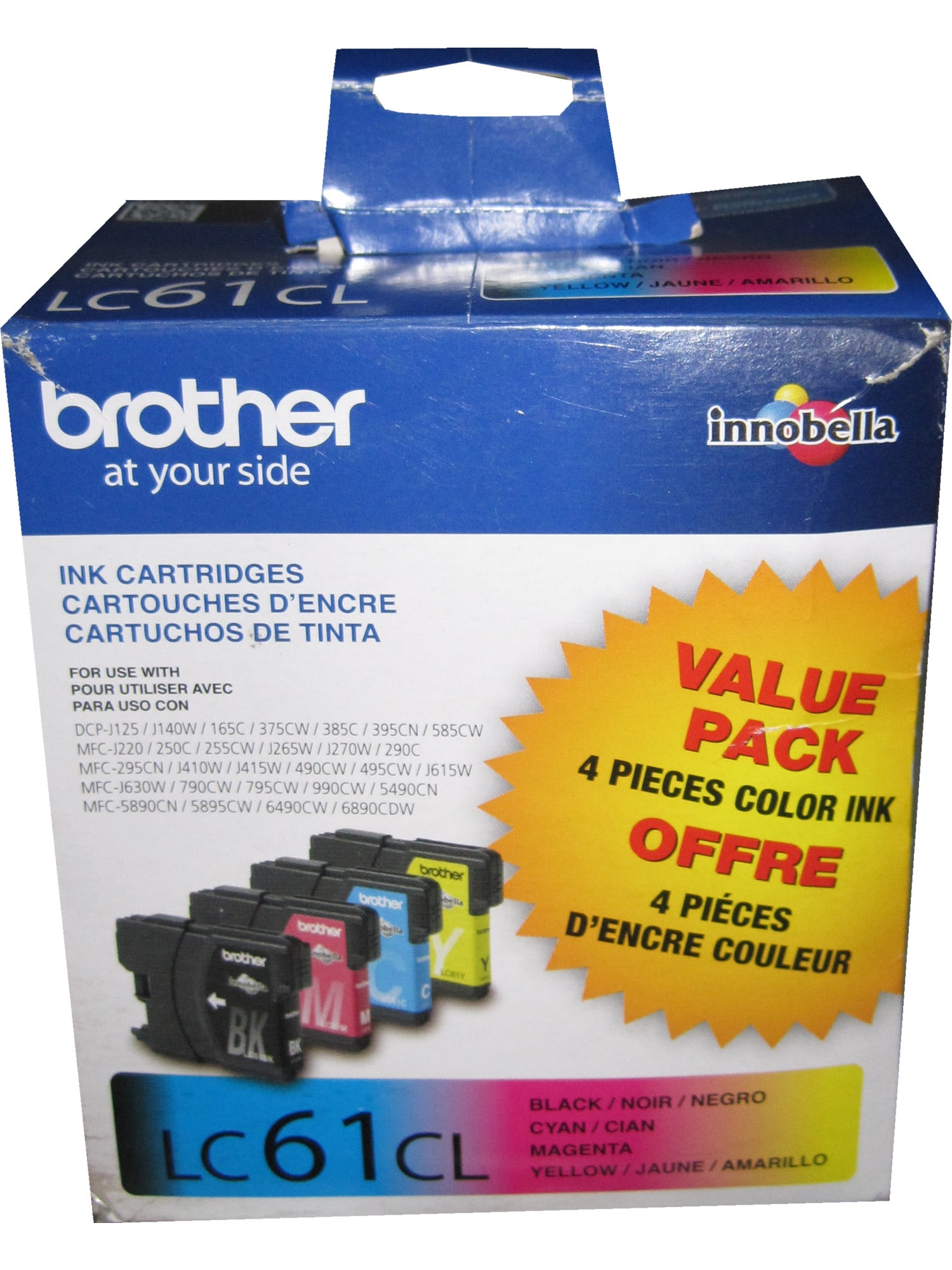 Brother LC614PKS Original Ink Cartridge, Inkjet, 450 Pages Black, 450 Pages Cyan, 450 Pages Magenta, 450 Pages Yellow, 4 / Pack