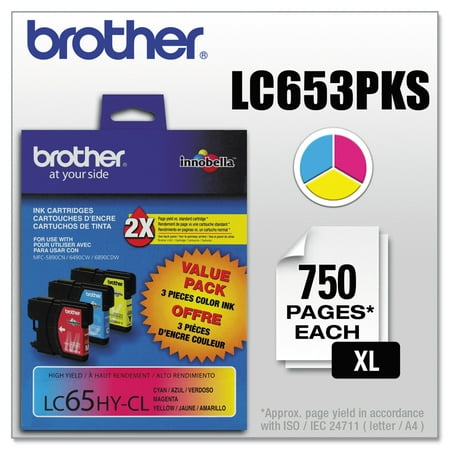 Brother LC653PKS Innobella High-Yield Ink, Cyan/Magenta/Yellow, 3/PK