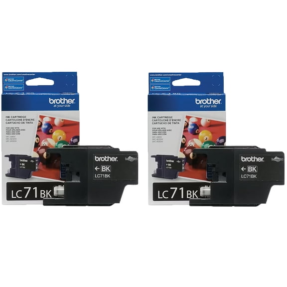 Brother LC71 2PK 2-Pack of Genuine Standard Yield Black Printer Ink Cartridges for MFC-J625DW, MFC-J425W (Sold Without Manufacturer Warranty) Packaging May Vary