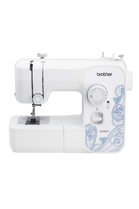 LX3817 Reliable Beginner Full-Size Sewing Machine with 17 Built-In Stitches, Jam-Resistant Drop-In Bobbin & Free Arm for Sleeves and Pants