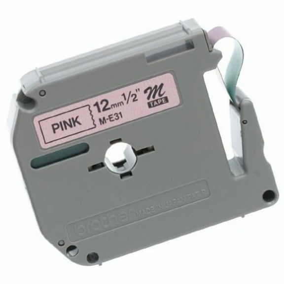 Brother M-E31 Label Maker Tape 1/2"W Black on Pink ME31
