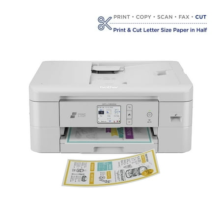 Brother - Print & Cut MFC-J1800DW Wireless Color All-in-One Inkjet Printer with Automatic Paper Cutter - Black