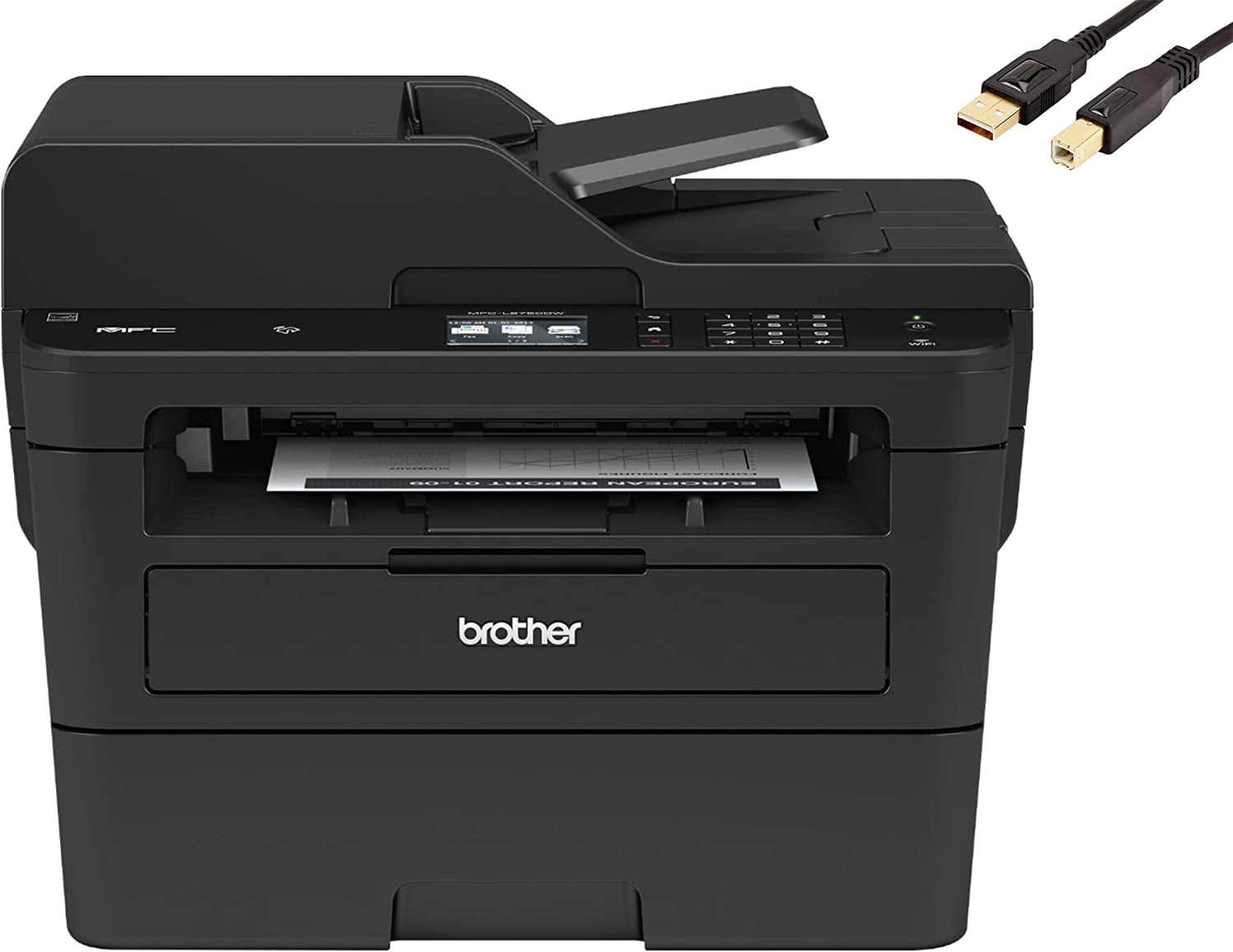 Brother MFCL2750DW Monochrome AllinOne Wireless Laser Printer, Duplex Copy & Scan Free USB