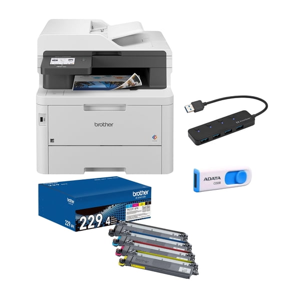 Brother MFC-L3780CDW Wireless Digital Color All-in-One Printer with Accessories