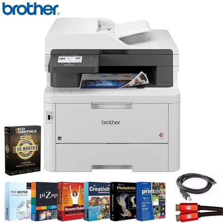 Brother MFCL3780CDW Digital Color All-in-One Laser Printer Bundle with 26-Month Protection Plan, Printer Essentials , 6FT HDMI 2.0 Cable & 6FT USB Type-A to Type-B C