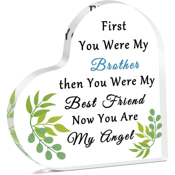 Brother Memorial Acrylic Plaque, Sympathy Sign for Desk, Remembrance Display for Bereavement or Condolence, 4x4 Inch