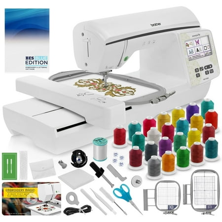 Brother NQ1700E Embroidery Machine + BES Lettering Software + 4" x 4" Hoop + 24 Spools of Thread