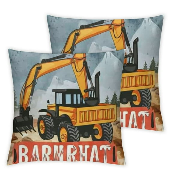 Brother Of The Birthday Boy Construction Excavator Birthday Throw Pillow