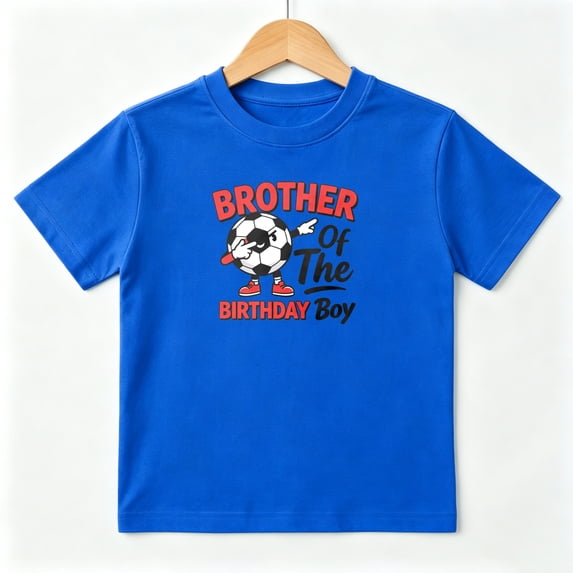 Brother Of The Birthday Boy Soccer Boys Graphic Tees Kids T-Shirt 100% Cotton Short Sleeve Tops Ages 4-13Y