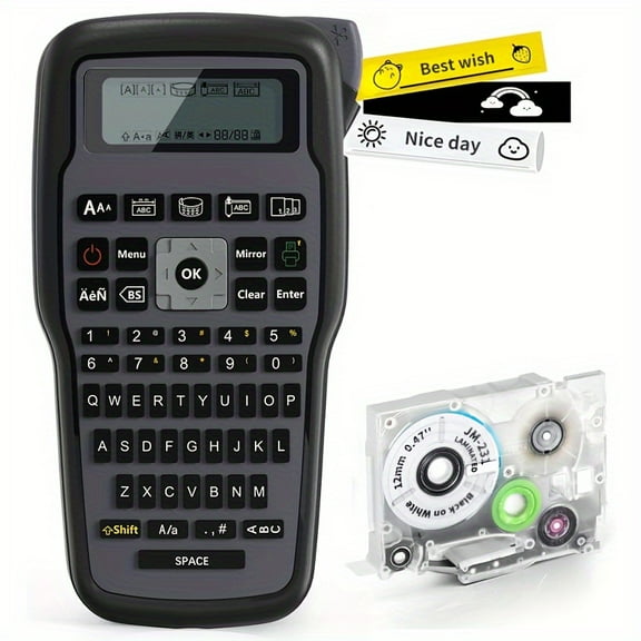 Brother P-Touch Compatible Handheld Label Maker with LCD Display, 6-12mm Label Tape Width, Orange/Black