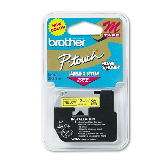 Brother Label/Ribbon Cartridge, Yellow, 1/2 in W MK631