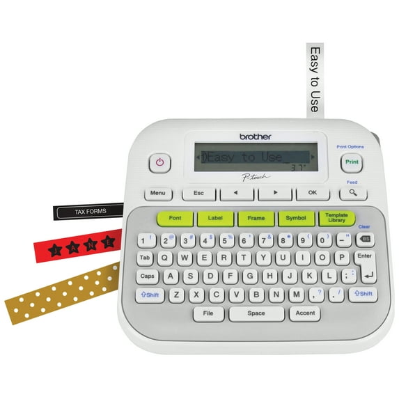 Brother P-touch, PTD210, Easy-to-Use Label Maker, One-Touch Keys, Multiple Font Styles, 27 User-Friendly Templates, White