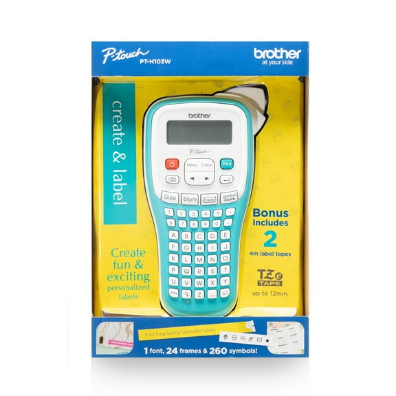 Brother P-Touch PTH103W Handheld Personal Label Maker with Tape, New, 1 Piece