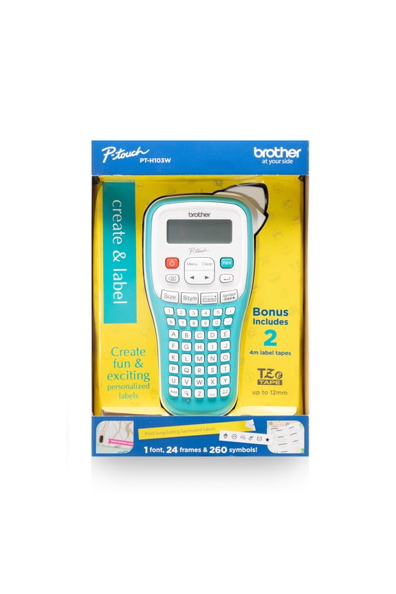 P-Touch PTH103W Handheld Personal Label Maker with Tape, New, 1 Piece