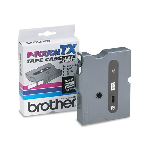 Brother P-Touch TX Tape Cartridge for PT-8000, PT-PC, PT-30/35, 3/8"w, Black on White