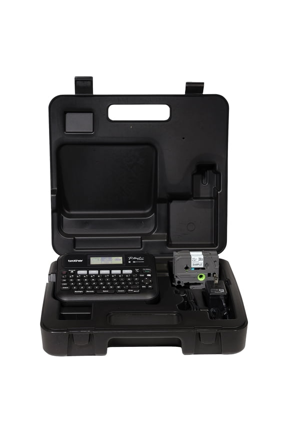 P-touch Business Expert Connected Label Maker PT-D460BTVP with Bluetooth Connectivity, includes Carry case and 4m Black Print on Clear Sample Label Tape ~1/2 (12mm)