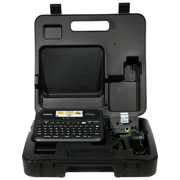 Brother P-touch Business Professional Connected Label Maker PT-D610BTVP with Bluetooth Connectivity, includes carry case and 4m Black Print on Clear Sample Label Tape ~1/2 (12mm).