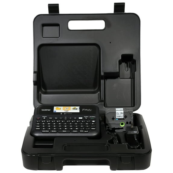 Brother P-touch Business Professional Connected Label Maker PT-D610BTVP with Bluetooth® Connectivity, includes carry case and 4m Black Print on Clear Sample Label Tape ~1/2” (12mm).