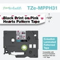 thumbnail image 1 of Brother P-touch Embellish Black Print on Pink Hearts Patterned Tape TZEMPPH31, 13.1' x .5", 1 per Pack, 1 of 6