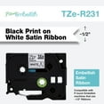 thumbnail image 1 of Brother P-touch Black on White Satin Ribbon, TZER231, For Embellish Label Makers, 1 of 7