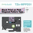 thumbnail image 1 of Brother P-touch Embellish Black on Pink & Blue Diagonal Patterned Tape TZEMPPD31, 1 of 6