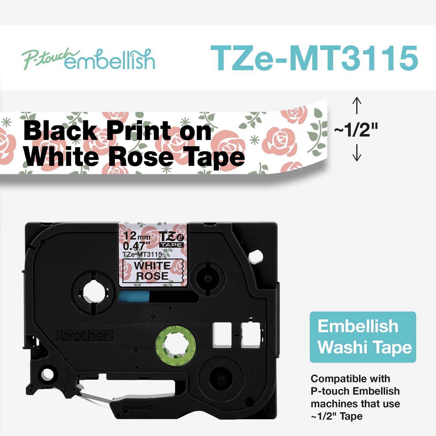 Brother P-touch Embellish TZeMT3115 Label Maker Tape