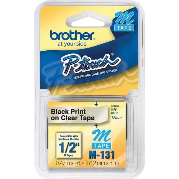 Brother P-touch System 1/2" Black on Clear M Tape - 1/2" - Clear - 1 Each | Bundle of 2 Each