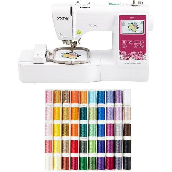 Brother PE545 Embroidery Machine with Wireless LAN, 4" x 4" Hoop Area, 3.7" Touchscreen, SA650 Designio 50-Color Thread Set