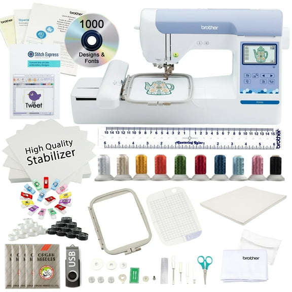 Brother PE900 5" x 7" Embroidery Machine with Exclusive Bonus Bundle including Auto Digitizing Software and More