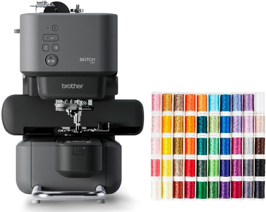Brother PP1 Skitch Single-Needle Embroidery Machine and SA650 50-Color Designio Thread Set