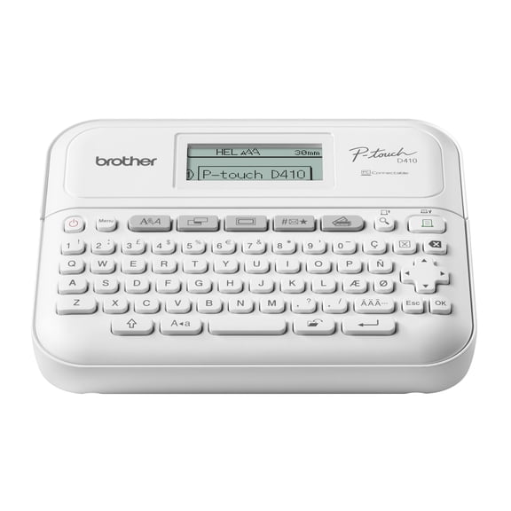 Brother PT-D410 Versatile Desktop Label Printer | P-Touch Desktop Labeller | QWERTY Keyboard | Highly Durable Labels up to 18mm Wide, UK Plug
