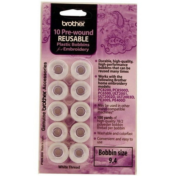 Brother Pre-wound White Embroidery Bobbin Thread