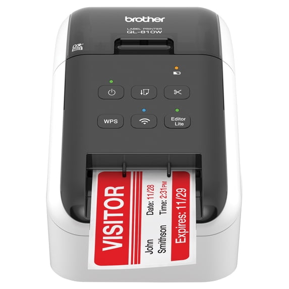 Brother QL-810W 2.4" Ultra-fast Direct Thermal Label Printer, USB, Wireless (b/g/n), WirelessDirect, Auto Cutter - White/Black