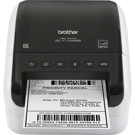 Brother - QL-1110NWB Wide Format, Professional Thermal Label Printer with Multiple Connectivity options - White/Black