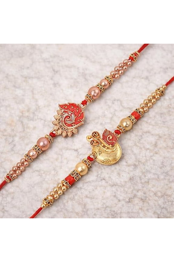Brother Rakhi with Greeting Card | Rakhi Thread | Rakhi Gifts for Brother, Sister, Bhaiya, Bhabhi for Indian Rakhi Raksha Bandhan Festival (Set of 2)(K4K5)