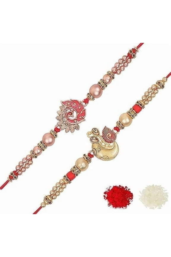 Brother Rakhi with Greeting Card | Rakhi Thread | Rakhi Gifts for Brother, Sister, Bhaiya, Bhabhi for Indian Rakhi Raksha Bandhan Festival (Set of 2)(K4K5)