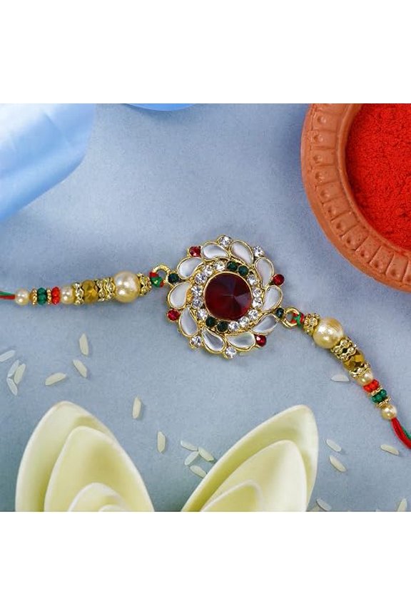 Brother Rakhi with Greeting Card | Rakhi Thread | Rakhi Gifts for Brother, Sister, Bhaiya, Bhabhi for Indian Rakhi Raksha Bandhan Festival (K14)